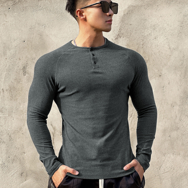 Men's Athletic Fleece Henley Performance Top