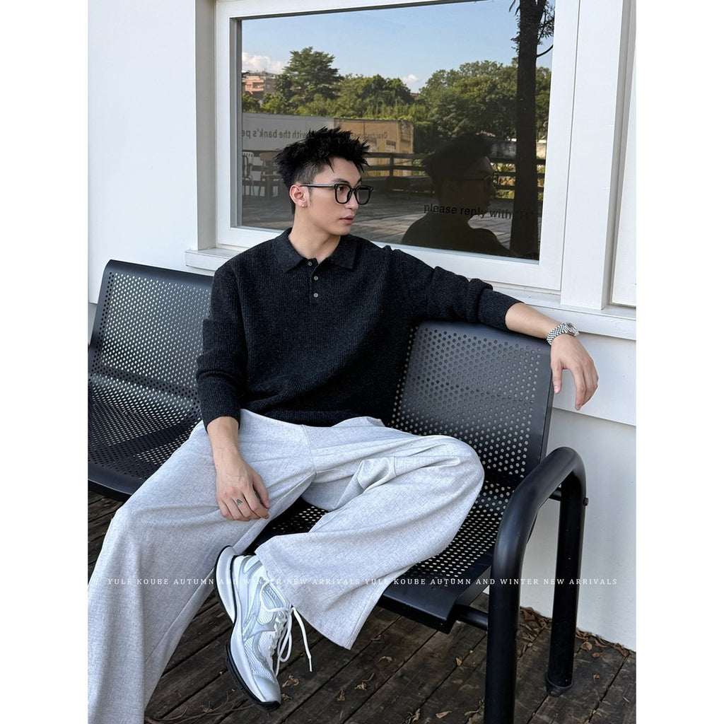 Old Money Knitted Polo Sweater