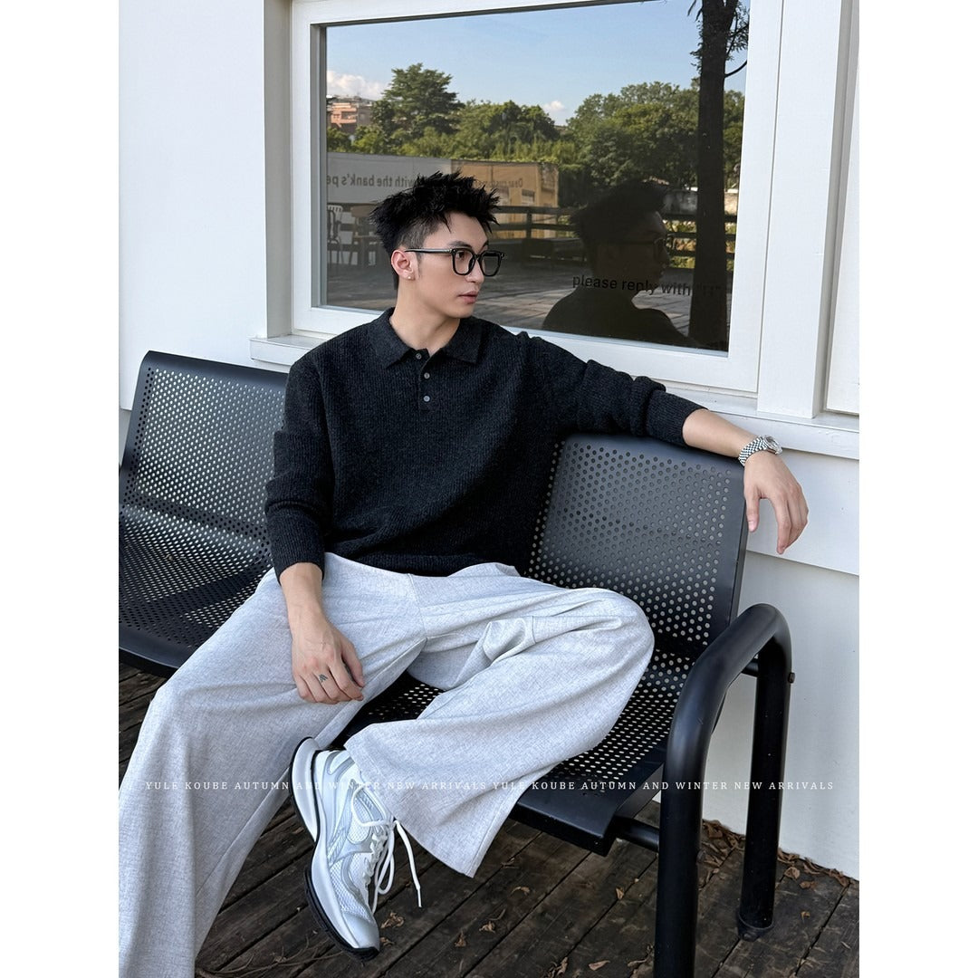 Old Money Knitted Polo Sweater