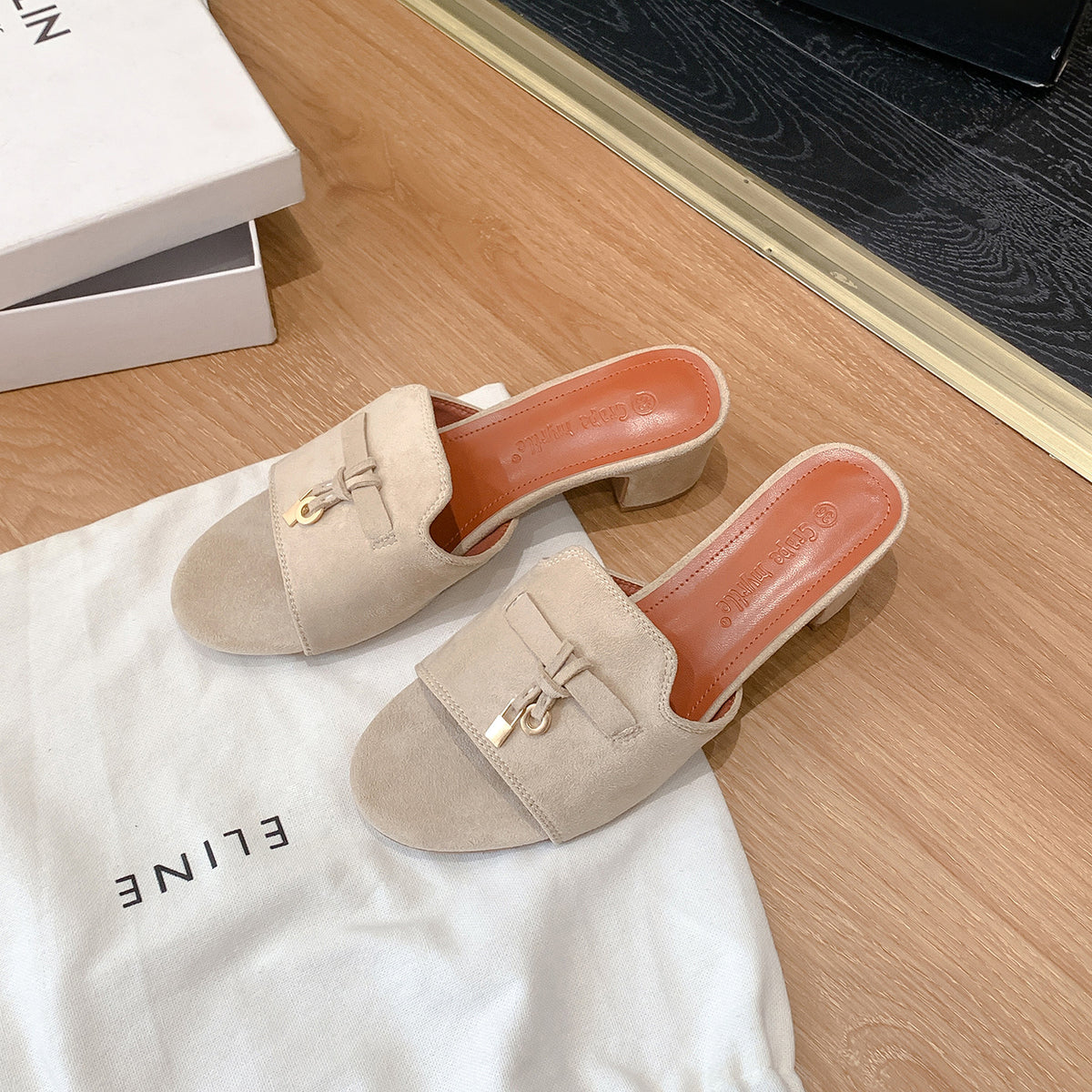 Tassel Lock Block-Heel Sandals