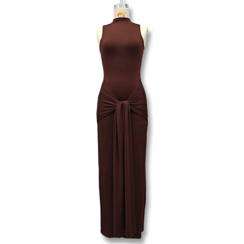 Round-Neck Sleeveless Fitted Dress