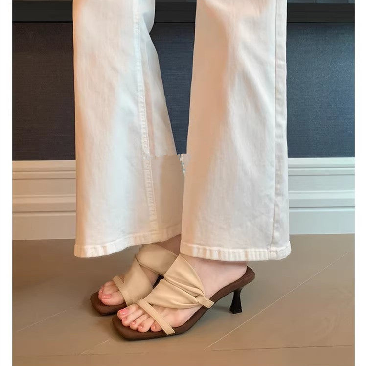 Leather Stiletto Slides