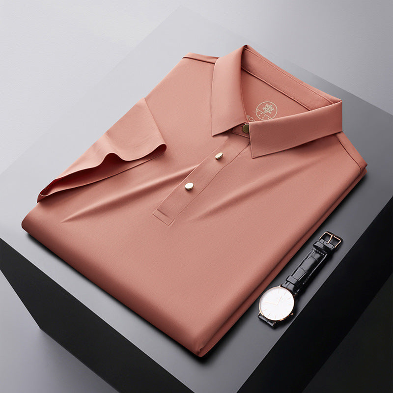 Laminated Solid Color Polo Shirt