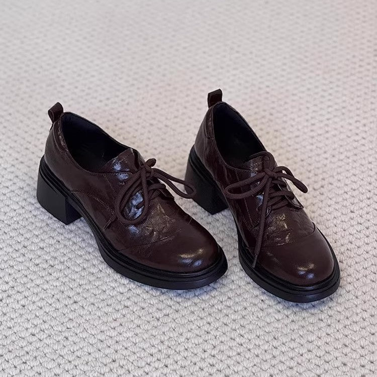 Lace-Up Platform Leather Shoes