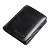 Black-Three fold models (retro top layer leather)-Anti-theft brush