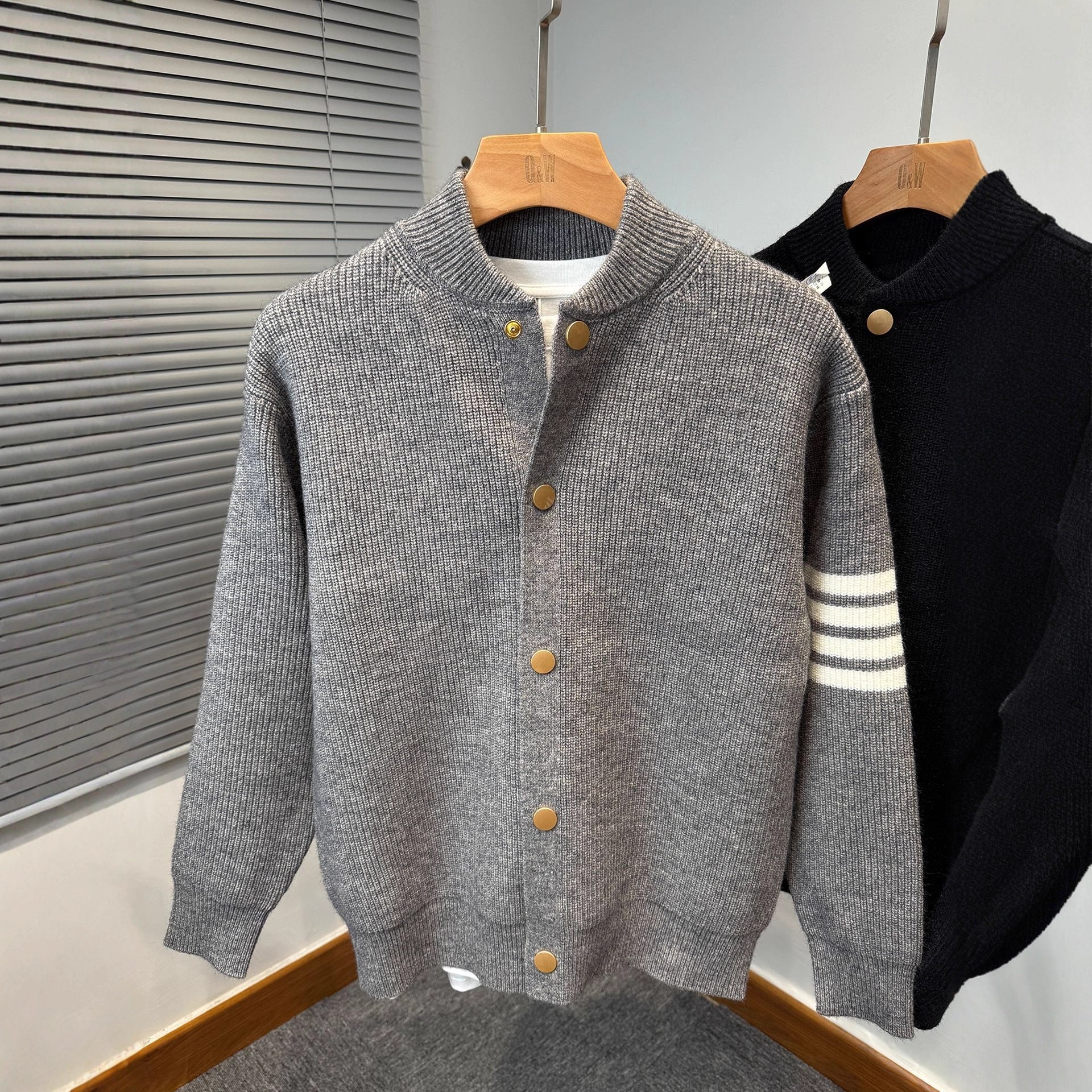 2025 Fall/Winter Baseball Collar Sweater Jacket Men's Thickened Korean Casual Cardigan Knitted Knitted Jacket Trendy