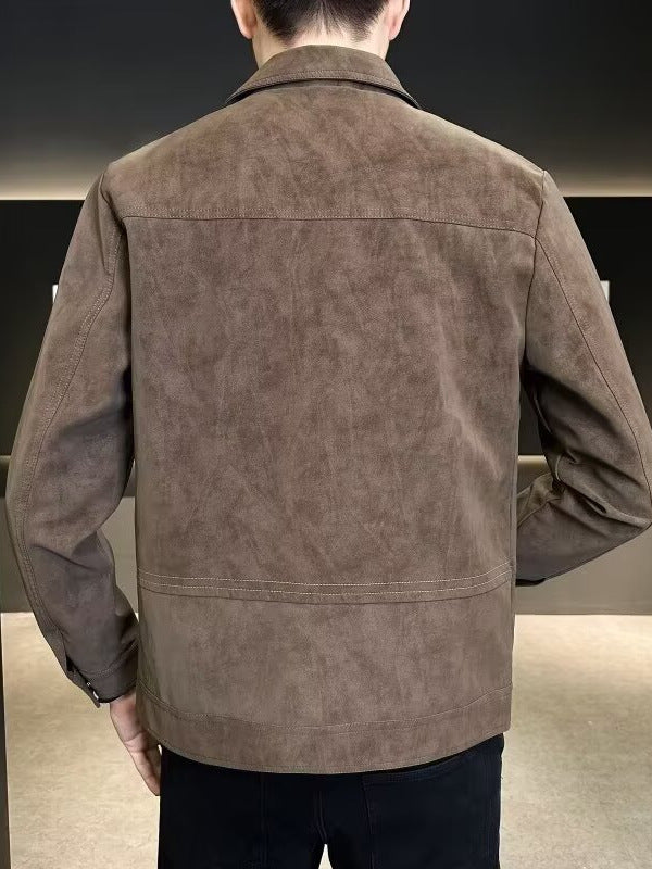 Suede-Texture Utility Jacket