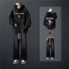 [2-piece set] Hooded sweatshirt black + jeans black
