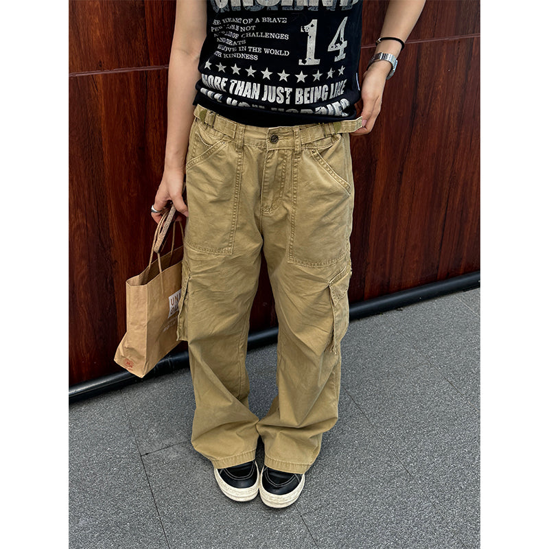 Vintage Wash Straight-Leg Cargo Pants