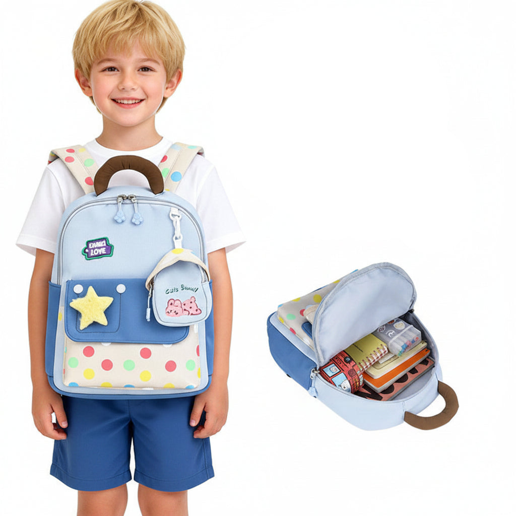 Playful Dot Pattern Backpack With Mini Pouch  ages 3-5