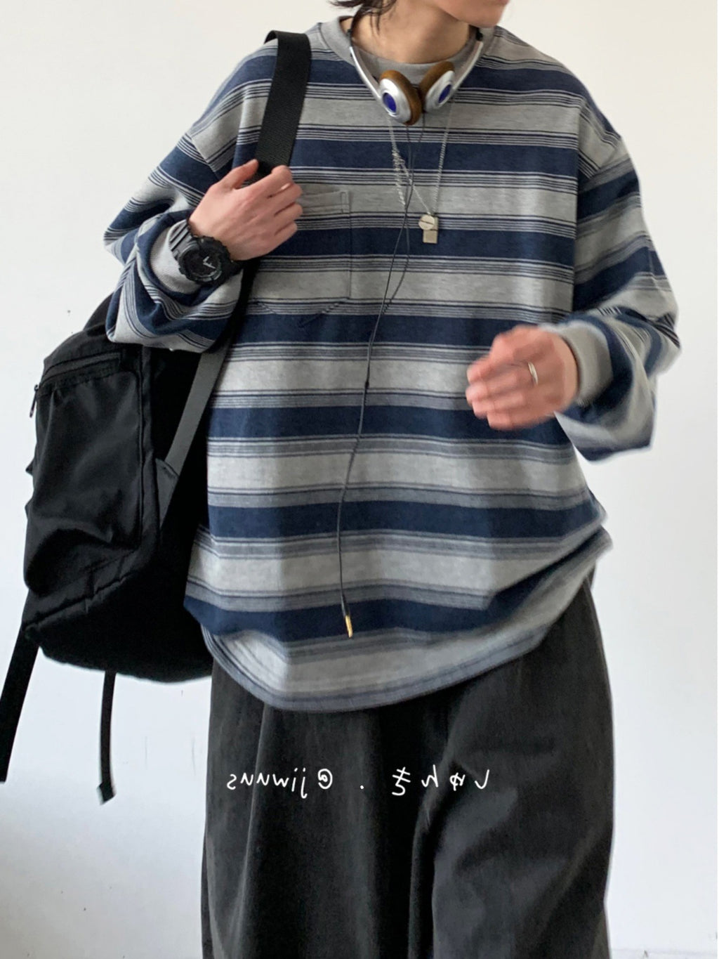 Oversized Nautical Stripe Sweatshirt
