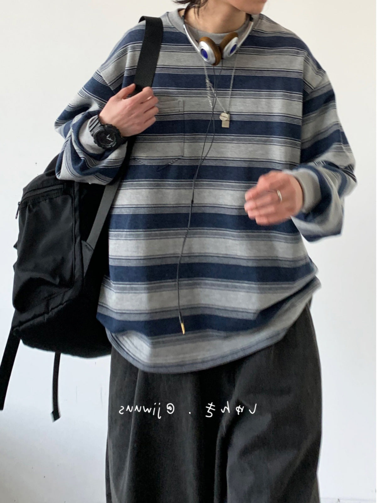 Oversized Nautical Stripe Sweatshirt