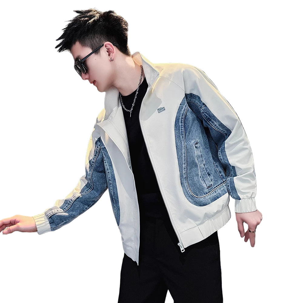 Denim and Fabric Patchwork Jacket