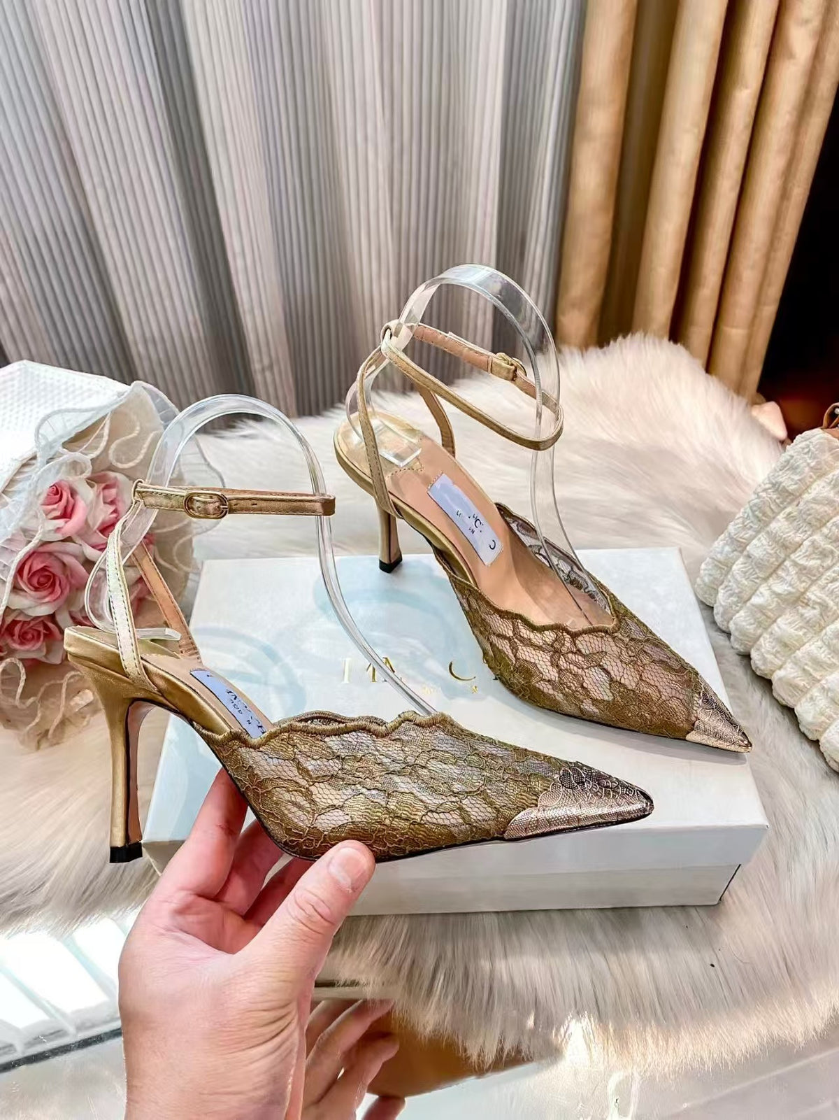 Lace Slingback Heels