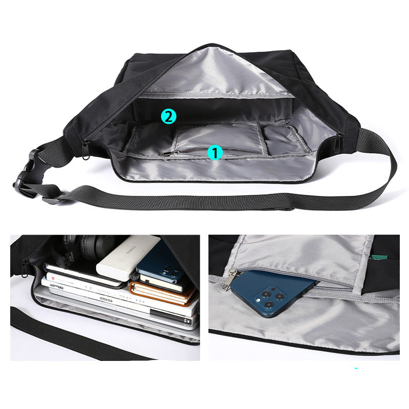 Japanese new cross-border men's crossbody bag, casual oxford textile, urban fashion, simple large-capacity shoulder bag, women's trend