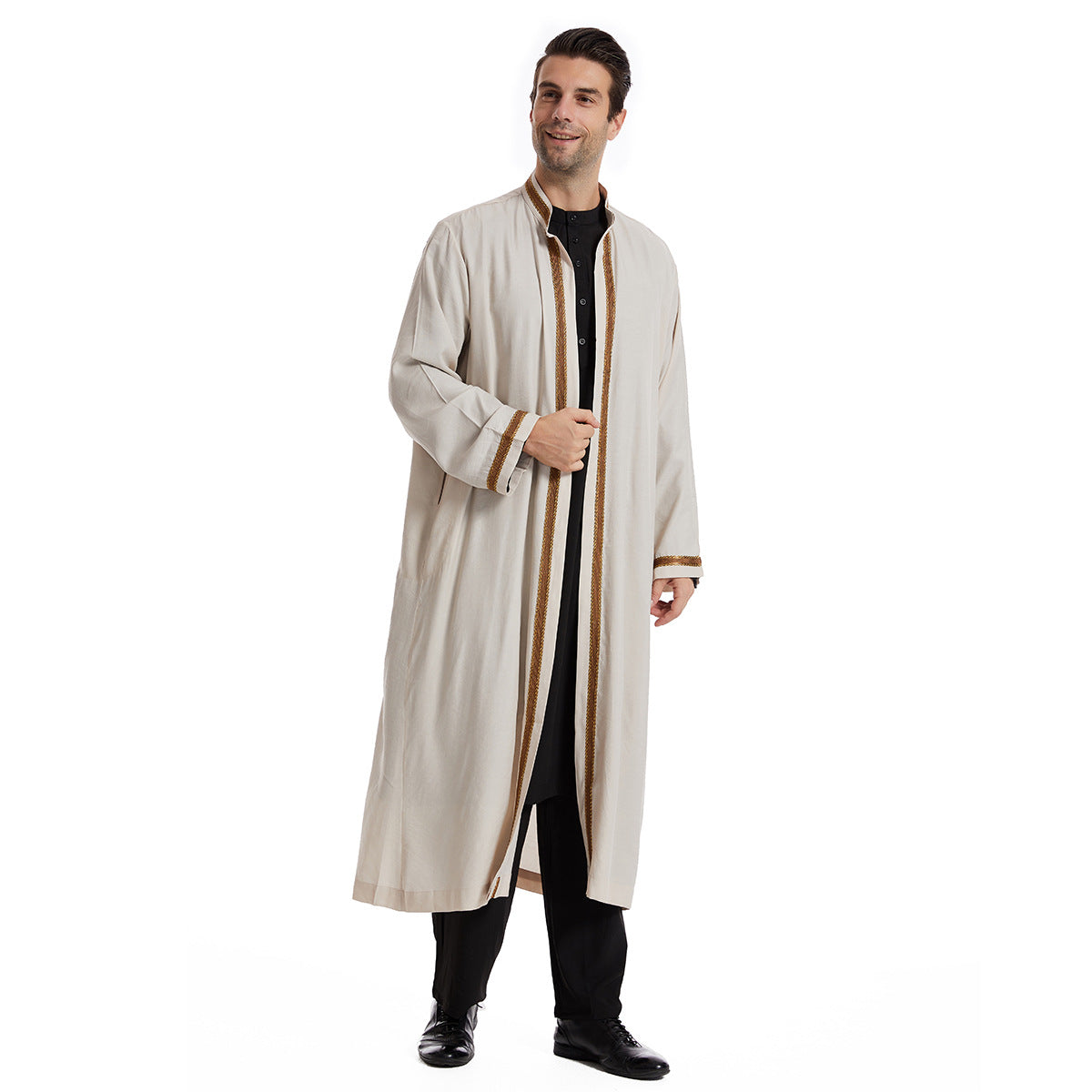 Premium Open-Front Embroidered Bisht Thobe
