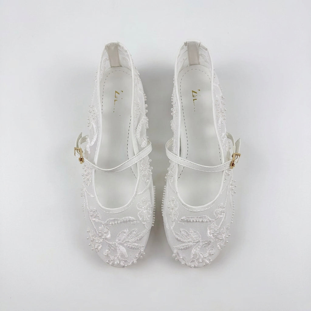 Pearl Mesh Mary Janes