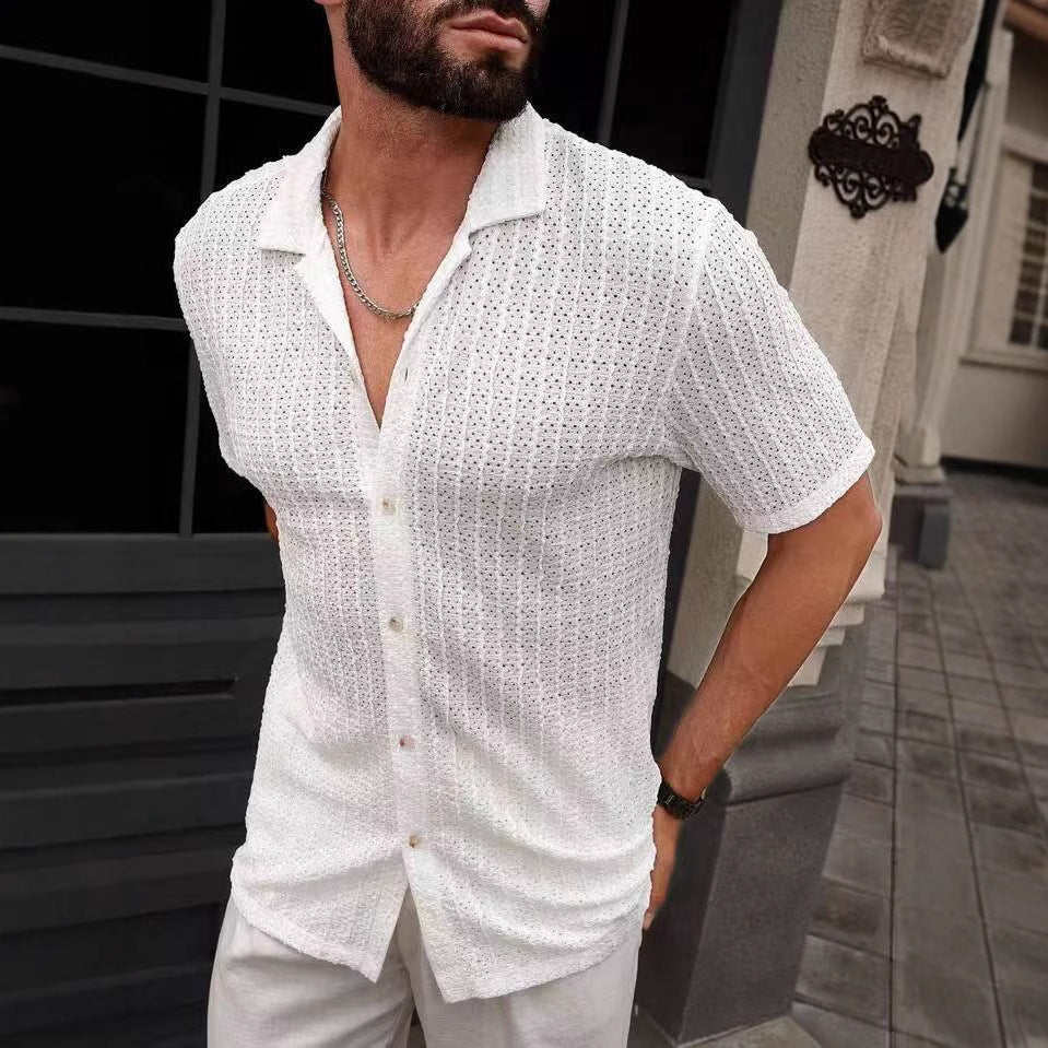 Men's Hollow Knit Polo Shirt