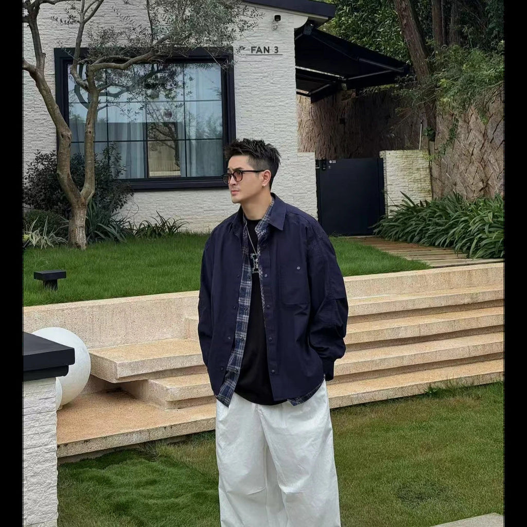 Oversized Two-Piece Collared Shirt Jacket