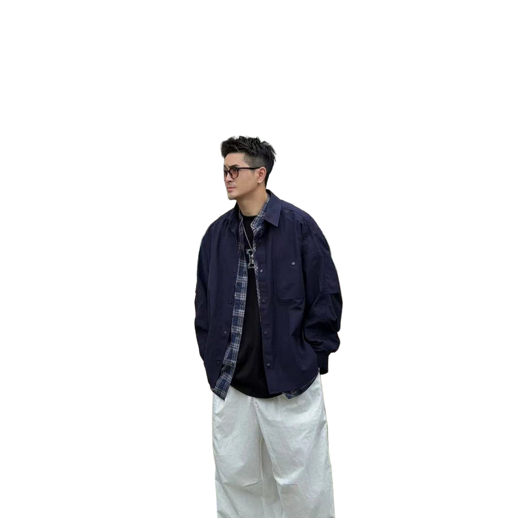 Oversized Two-Piece Collared Shirt Jacket