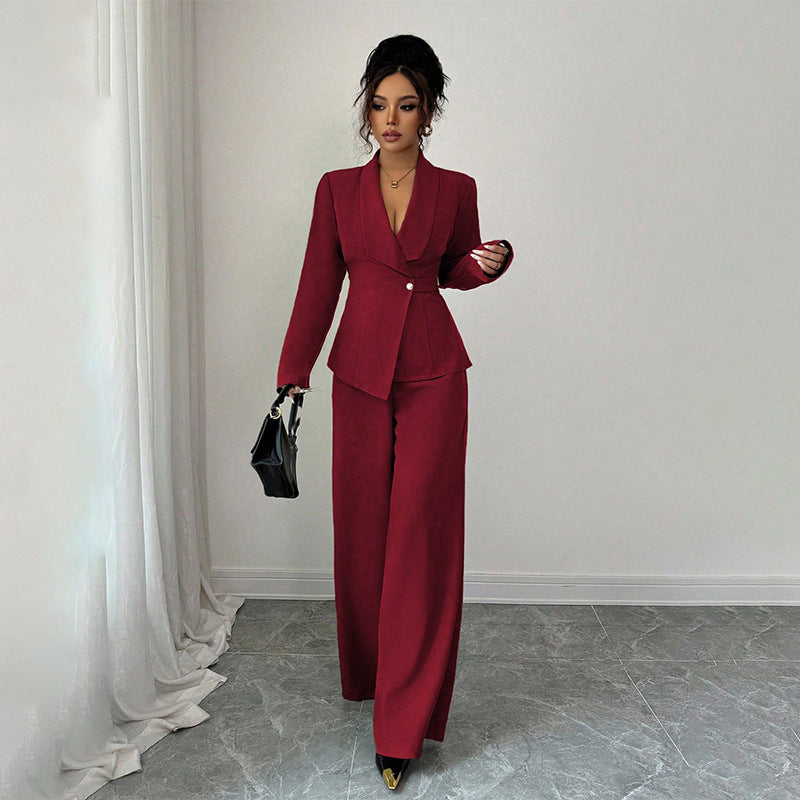 Blazer and Wide Leg Trousers Two Piece Set