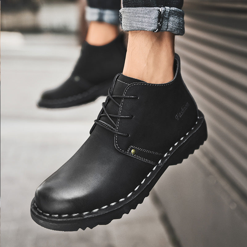 Spring and summer new high-top men's leather shoes cargo shoes cross-border foreign trade European and American style casual business formal wear Martin boots for men