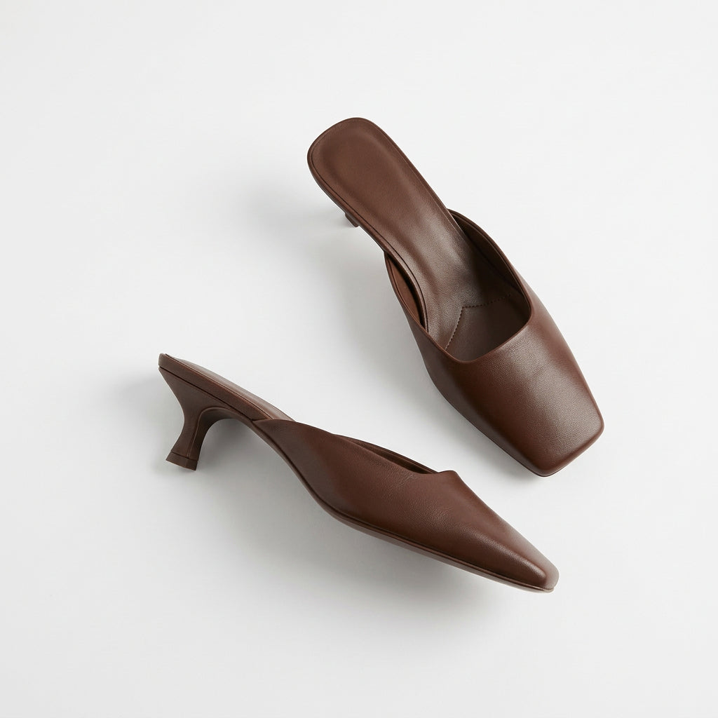 Square-Toe Satin Mules