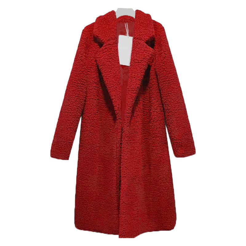 Plush Lapel Longline Coat