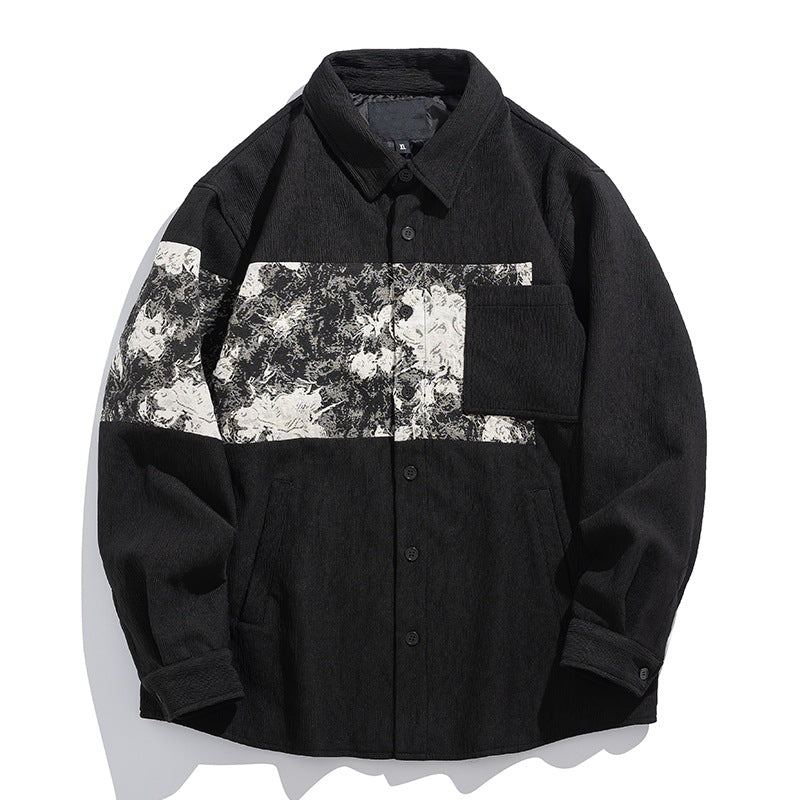 Relaxed-Fit Patterned Shirt Jacket