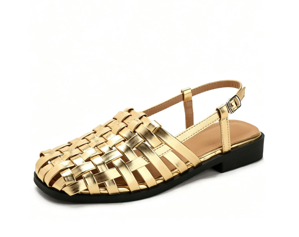 Woven Slingback Heel Sandals