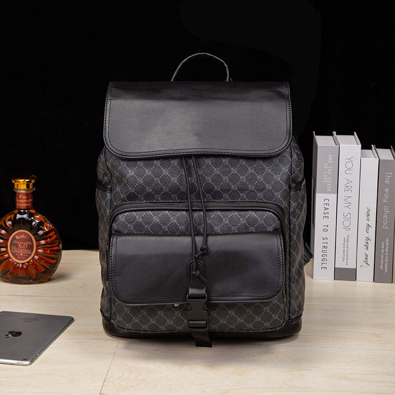 New men's bag fashion trend simple casual backpack check large capacity business travel bag student school bag backpack