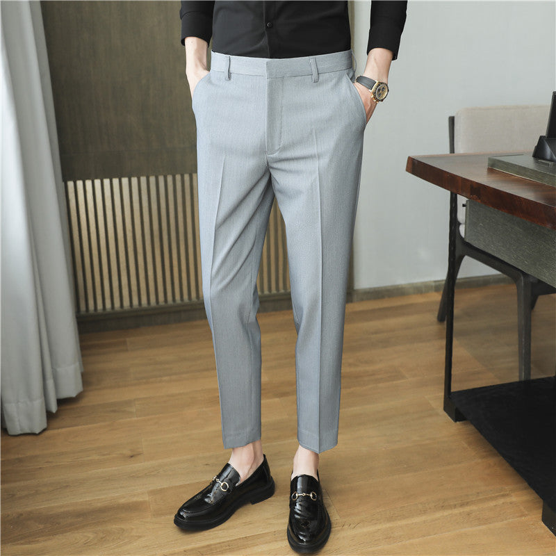 Premium Drape Slim-Fit Cropped Dress Pants