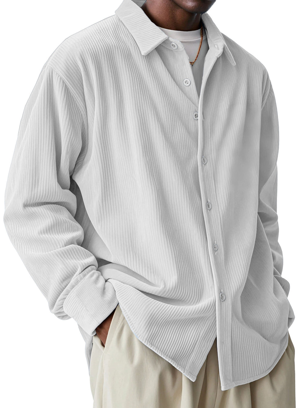 Oversized Ribbed Texture Corduroy Shirt