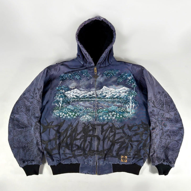 Men’s Hooded Utility Print Jacket
