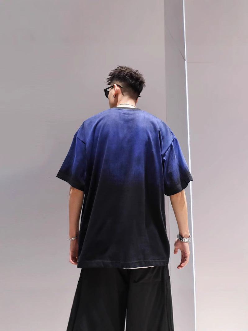 Oversized Gradient Drop-Shoulder Tee