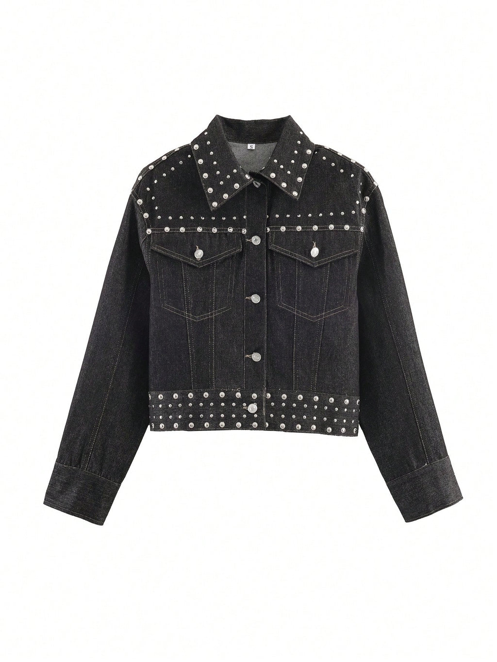 Women's Studded Cropped Denim Jacket