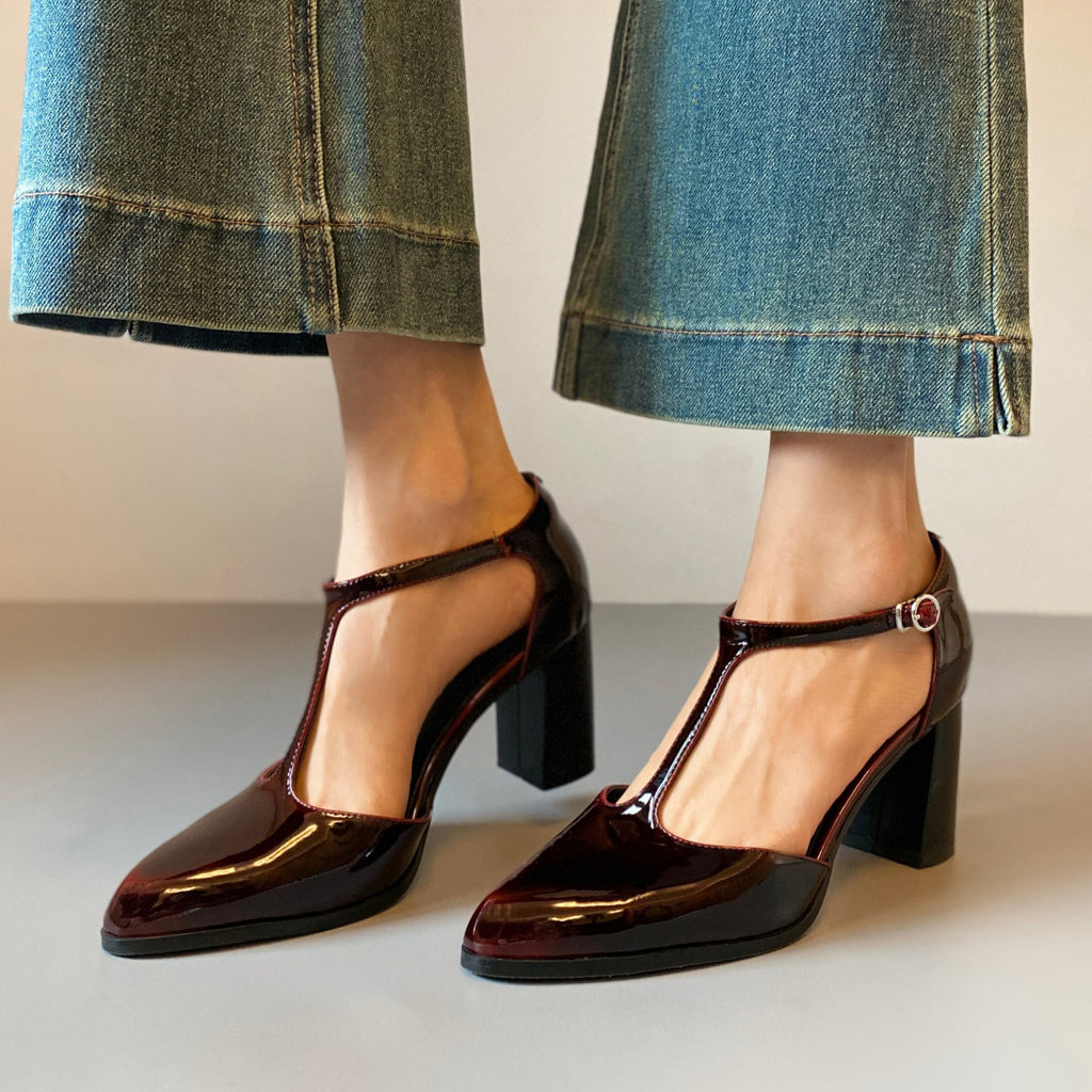 Pointed T-Strap Mary Jane Heels