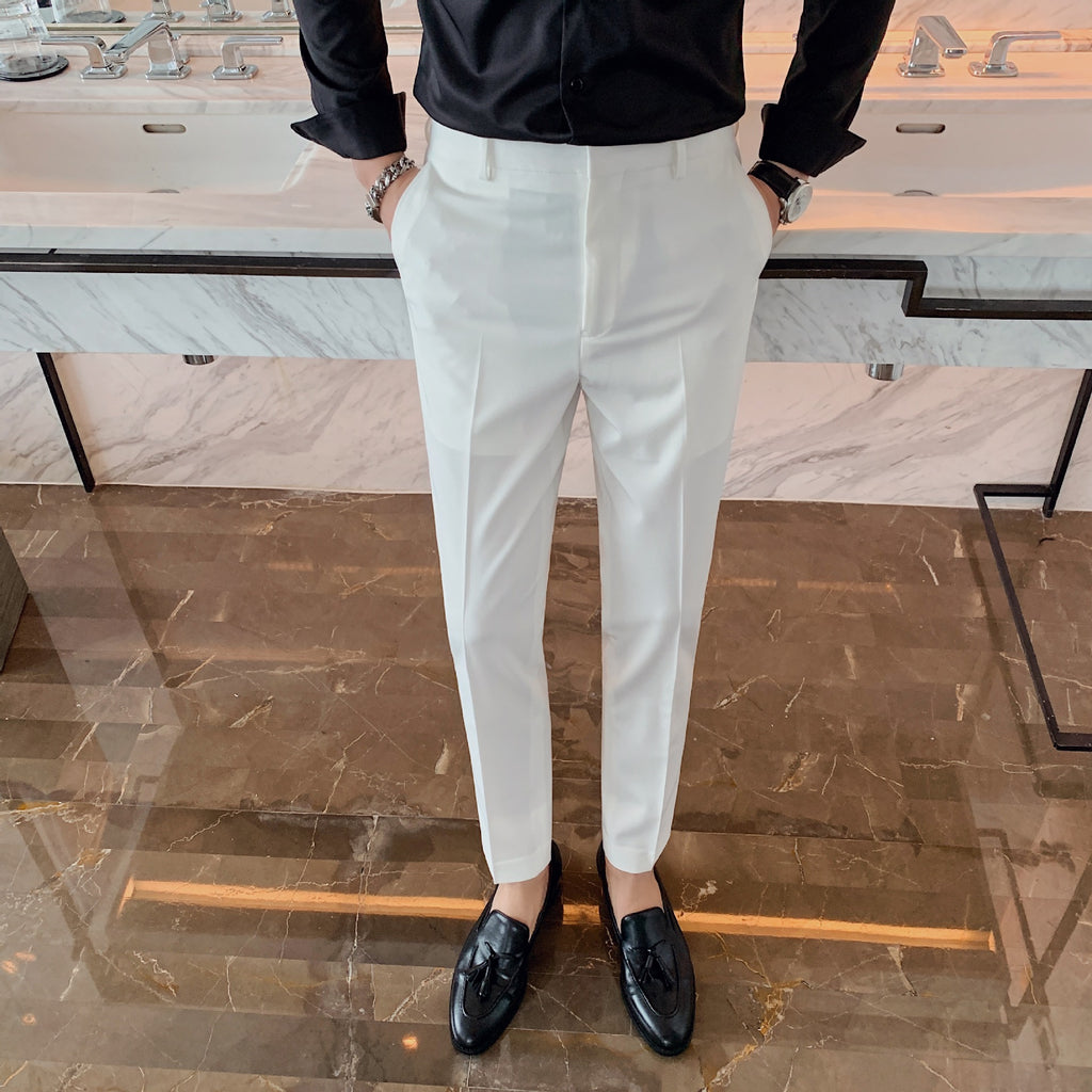 Premium Drape Slim-Fit Cropped Dress Pants