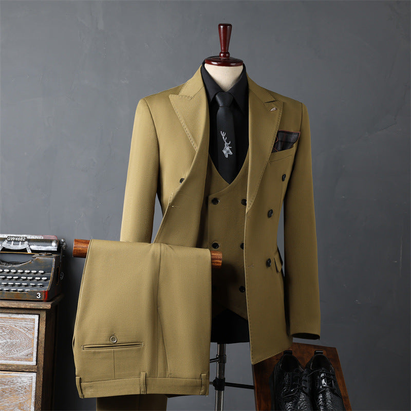 Modern Double-Breasted Cross-Strap Suit