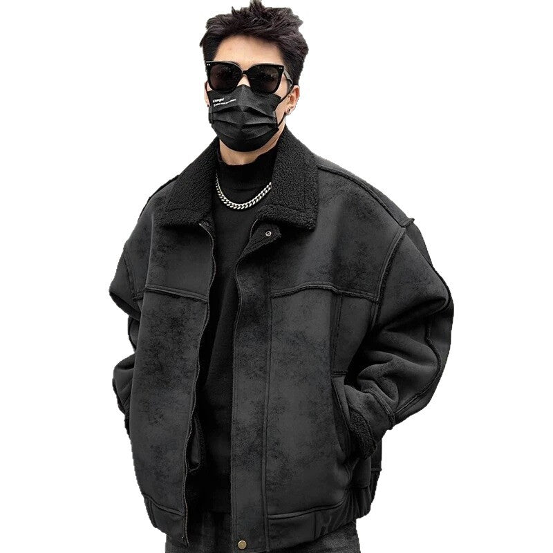 Retro Shearling-Lined Bomber Jacket