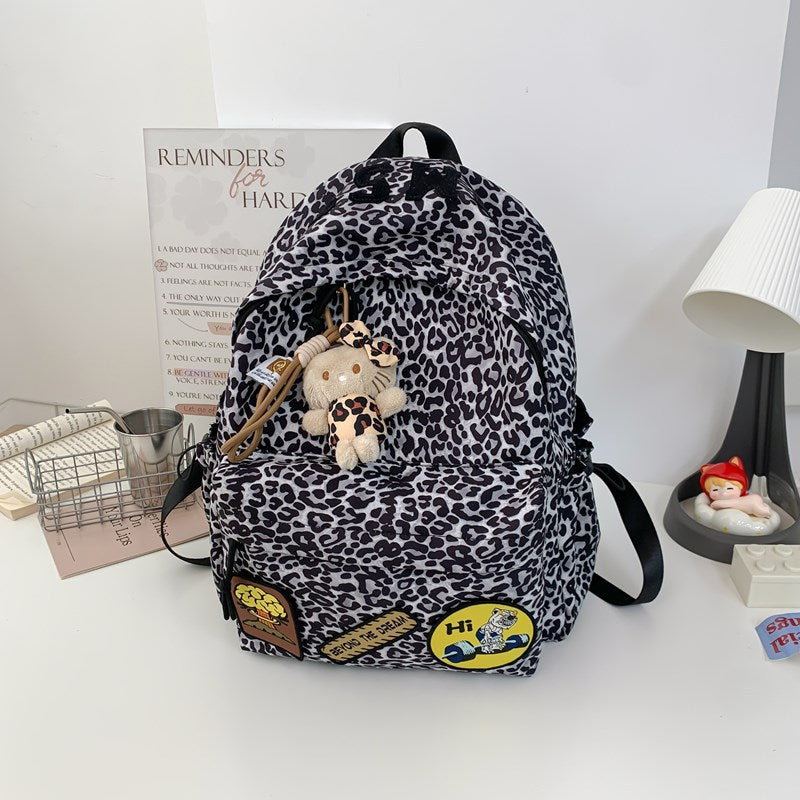 Leopard Print Patch Backpack