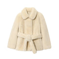 Women's Belted Faux Fur Wrap Coat