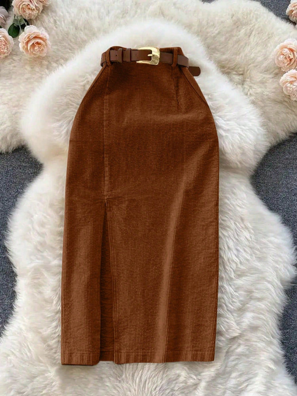 Front Slit Midi Skirt