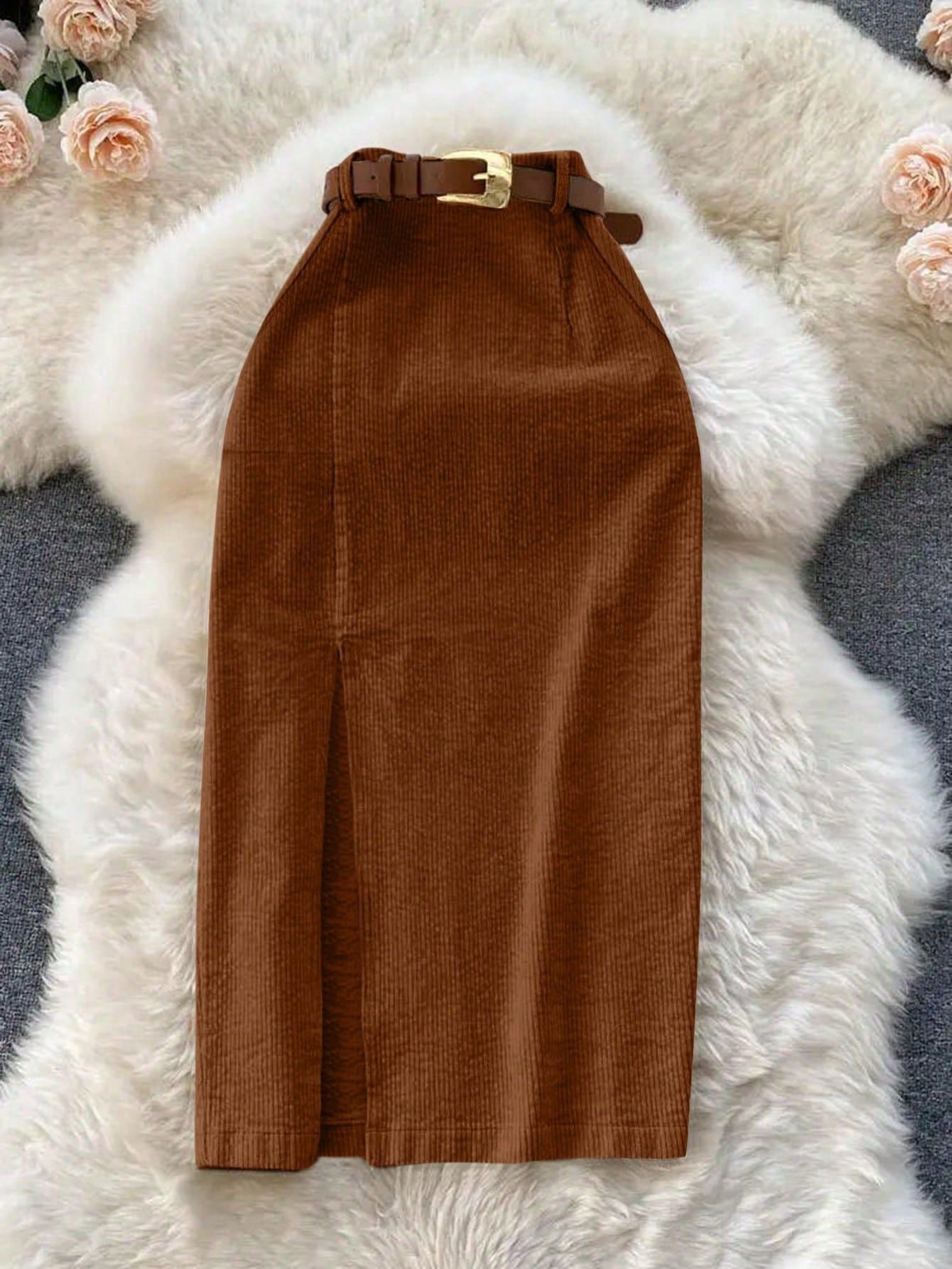 Front Slit Midi Skirt