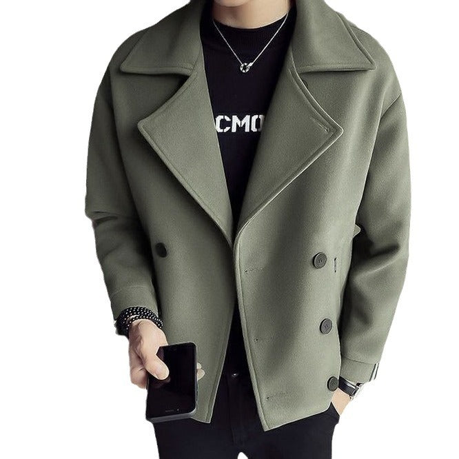 Double-Breasted Woolen Pea Coat