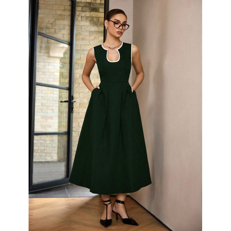 Elegant Vintage U Neck A Line Dress