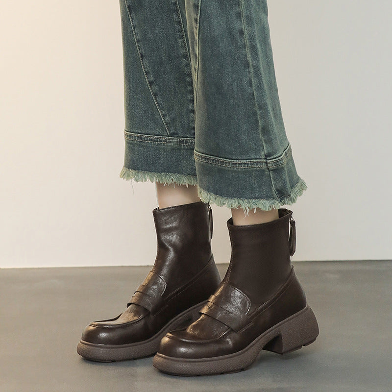 Leather Platform Ankle Boots