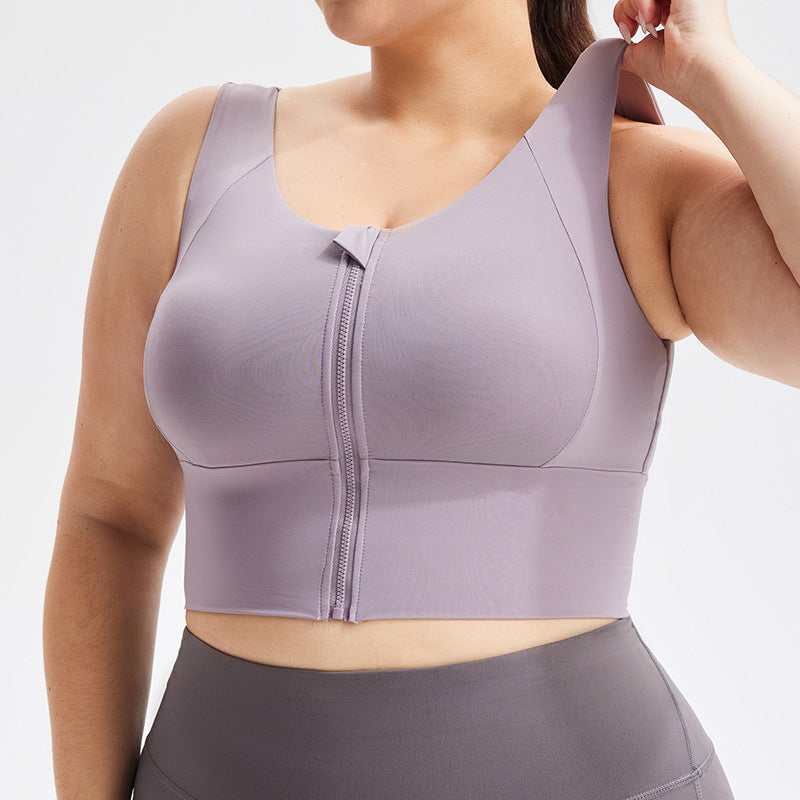 Plus-Size Zip-Front Sports Bra