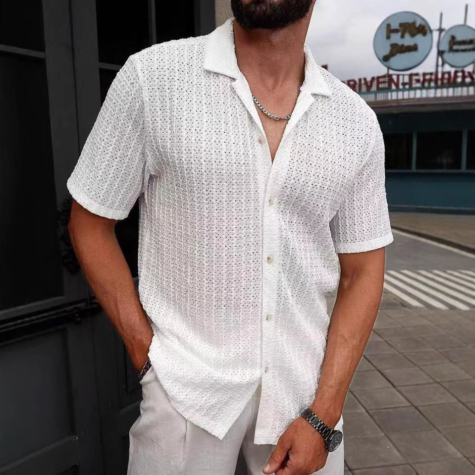 Men's Hollow Knit Polo Shirt