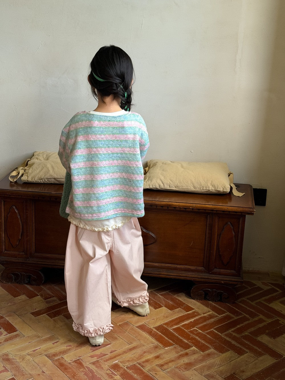 Girls' Striped Knit Cardigan